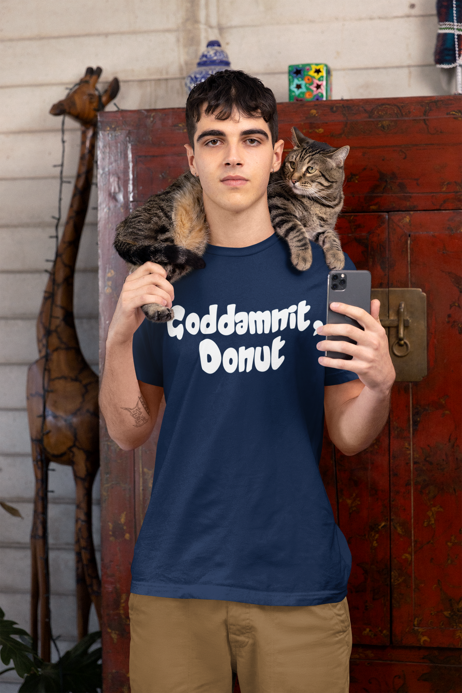 Godd-mnit, Donut Carl Mens T-shirt Black