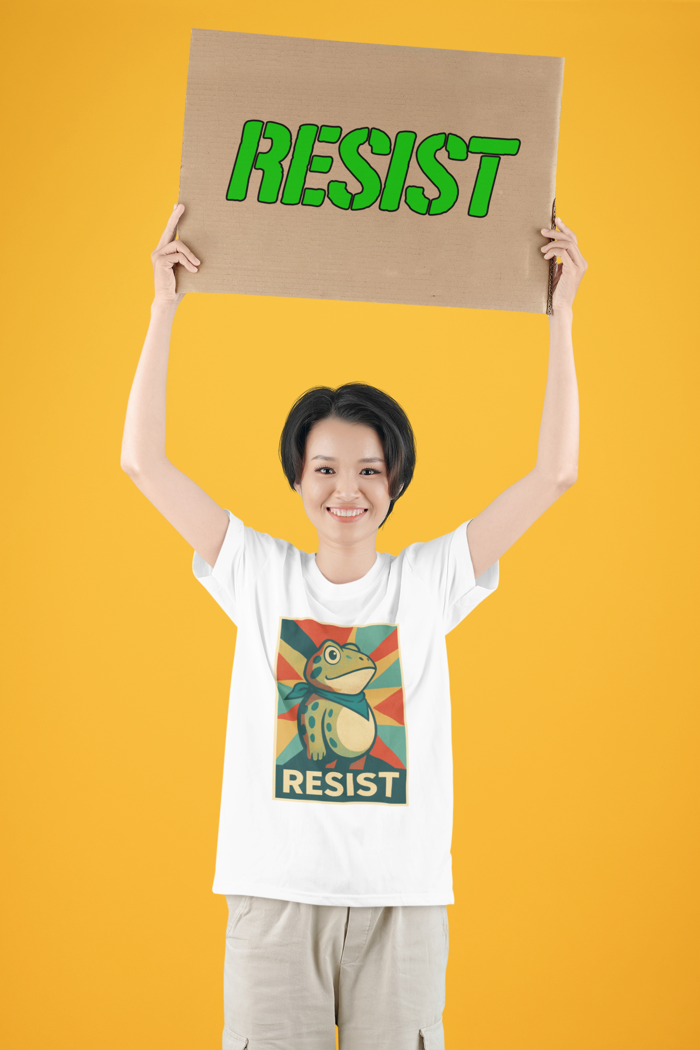 Resist Portland Protest Frog Mens T-shirt Black