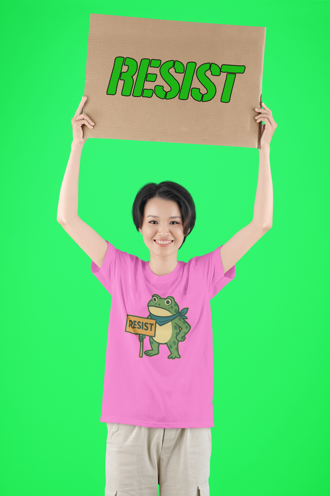 Sign Resist Meme Frog Protest Mens T-shirt 