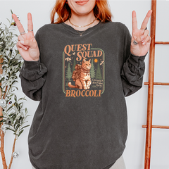 Quest Squad Broccoli Cat Fantasy Reader  Mens T-shirt 