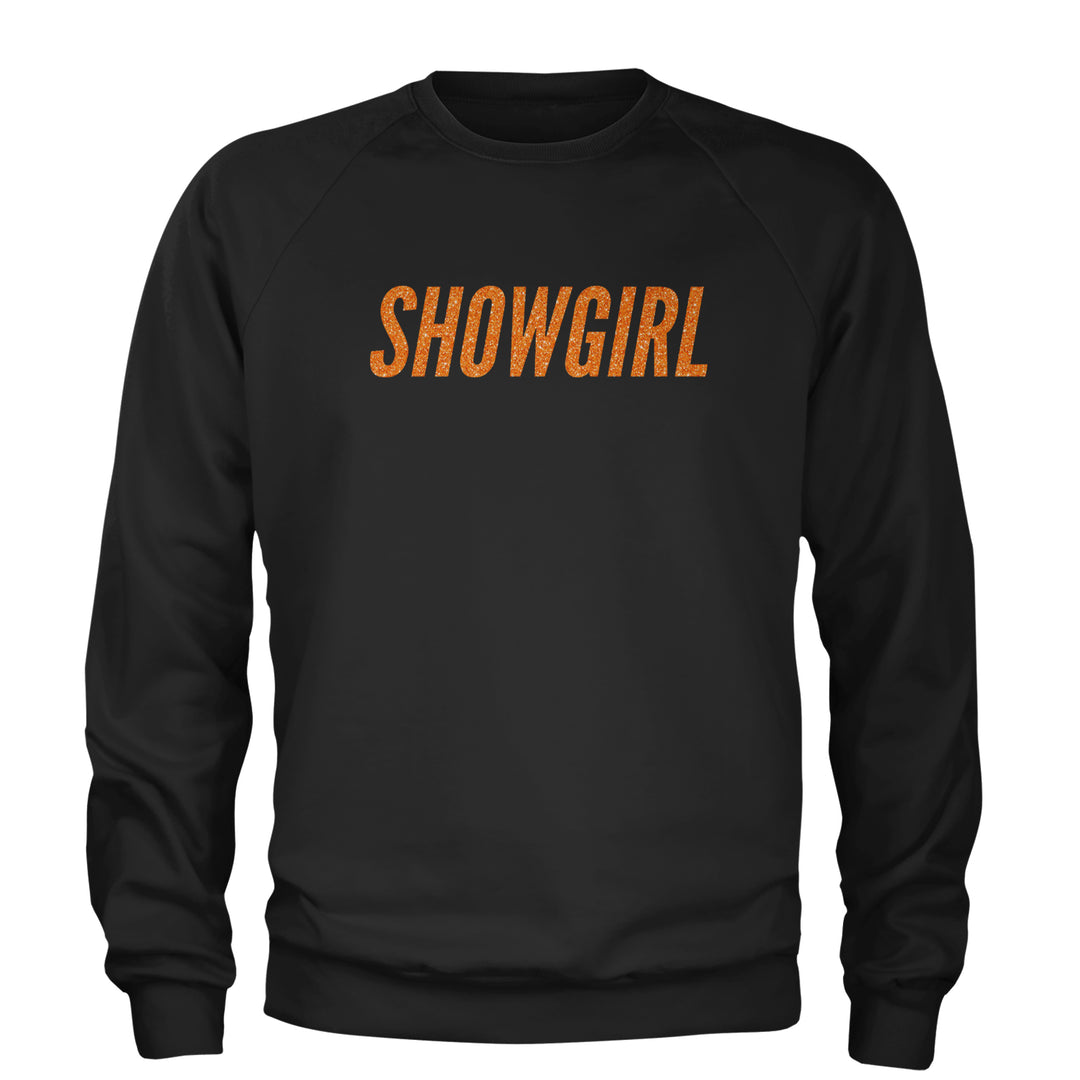 Showgirl Orange Glitter Adult Crewneck Sweatshirt Black