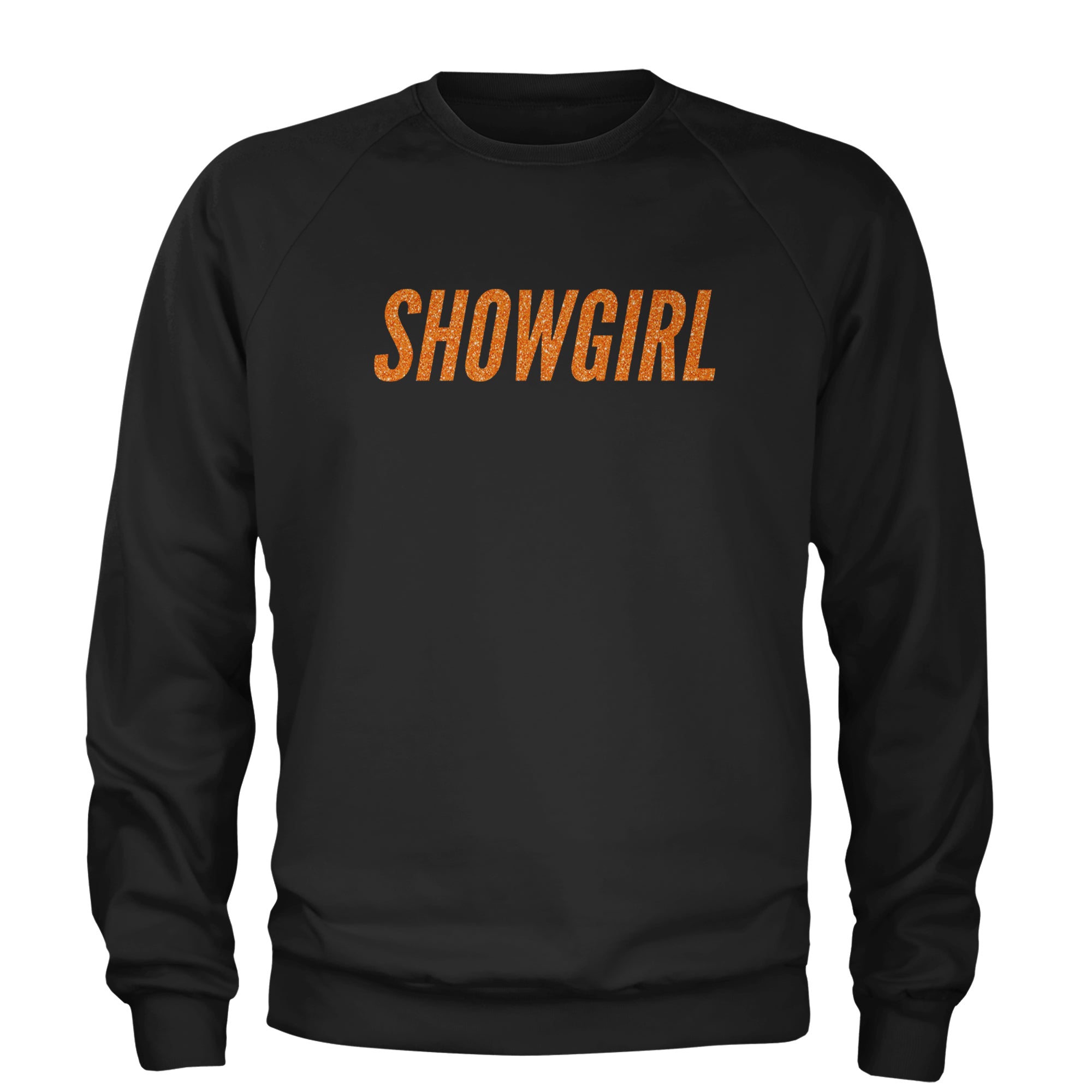 Showgirl Orange Glitter Adult Crewneck Sweatshirt Black