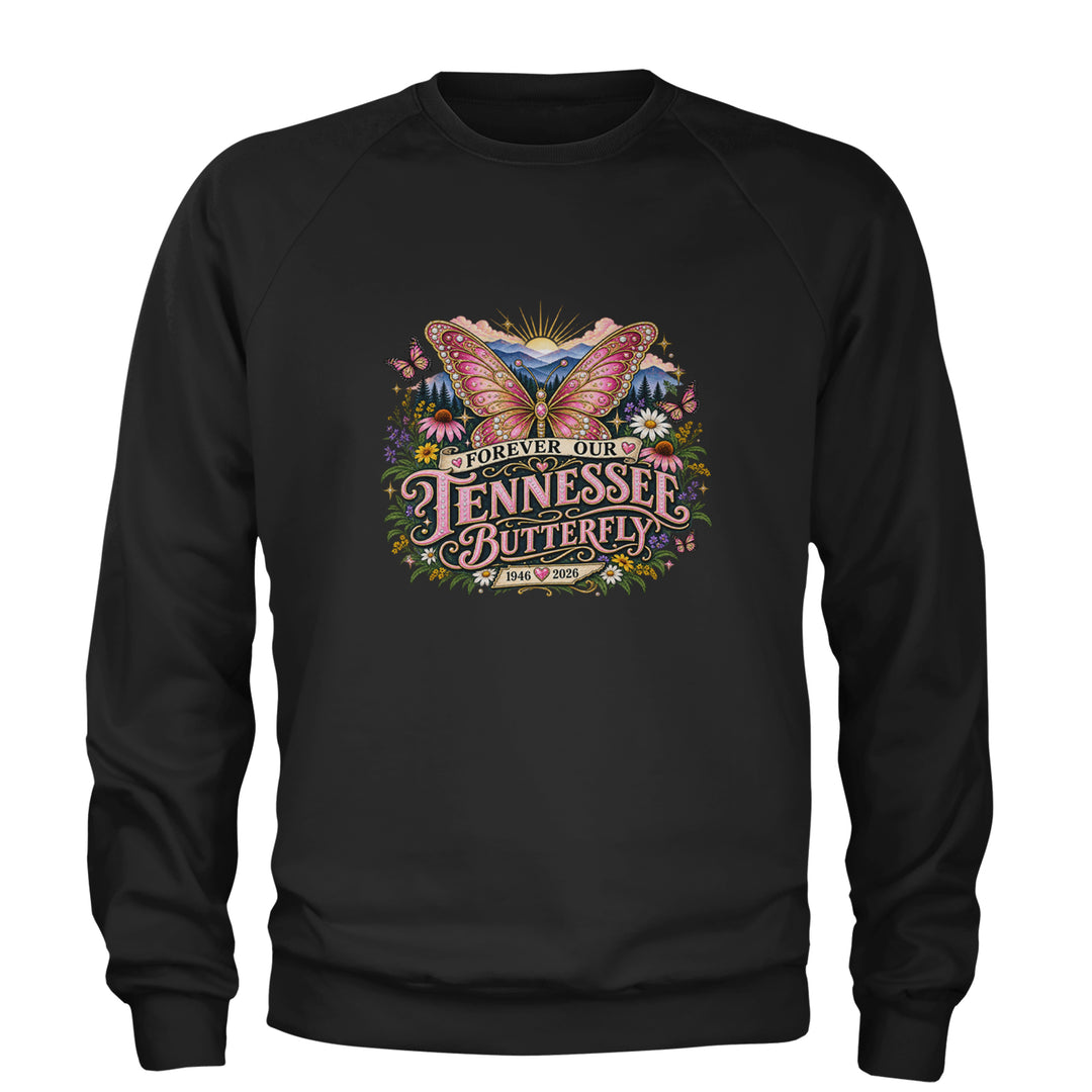 Forever Our Tennessee Butterfly Dolly Adult Crewneck Sweatshirt Black