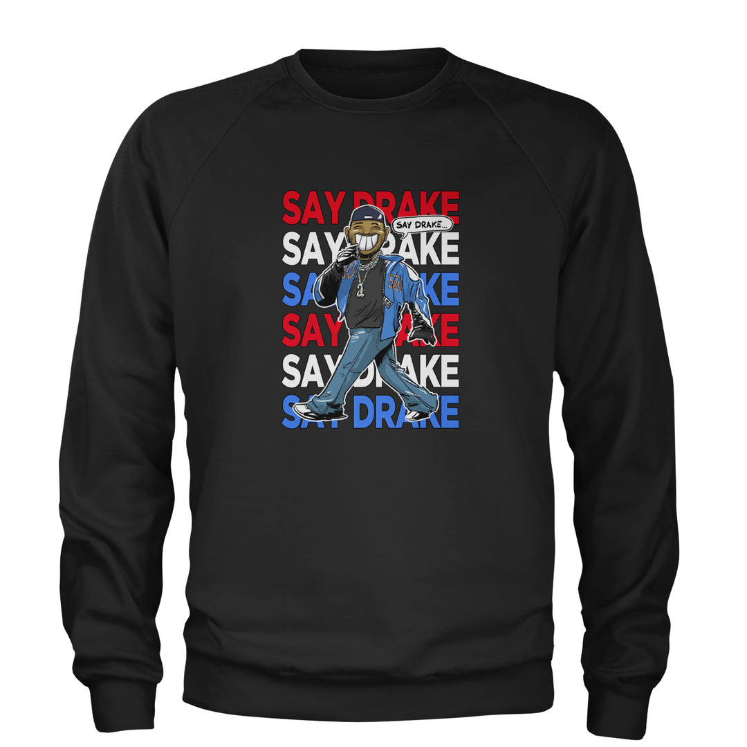 Say Drake Smiling Meme Mustard Adult Crewneck Sweatshirt Black