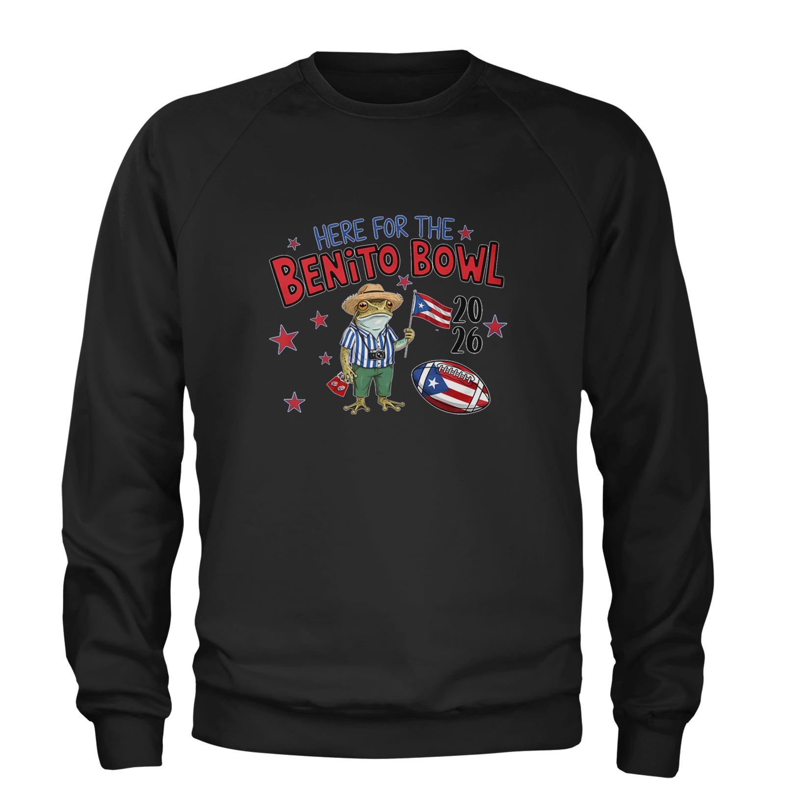 Frog Here for the Benito Bowl Football Adult Crewneck Sweatshirt Black