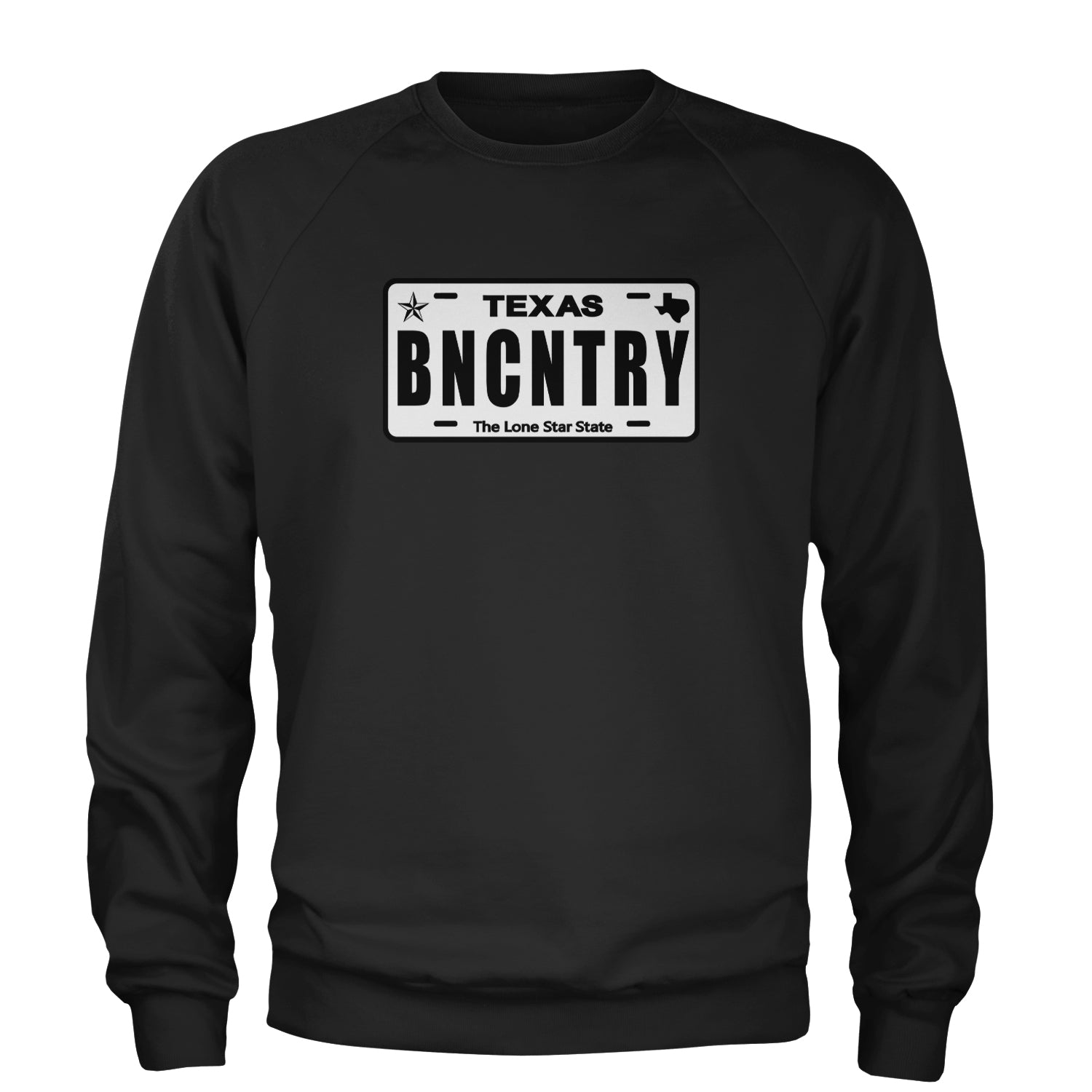 Texas License Plate BNCNTRY Adult Crewneck Sweatshirt Maroon