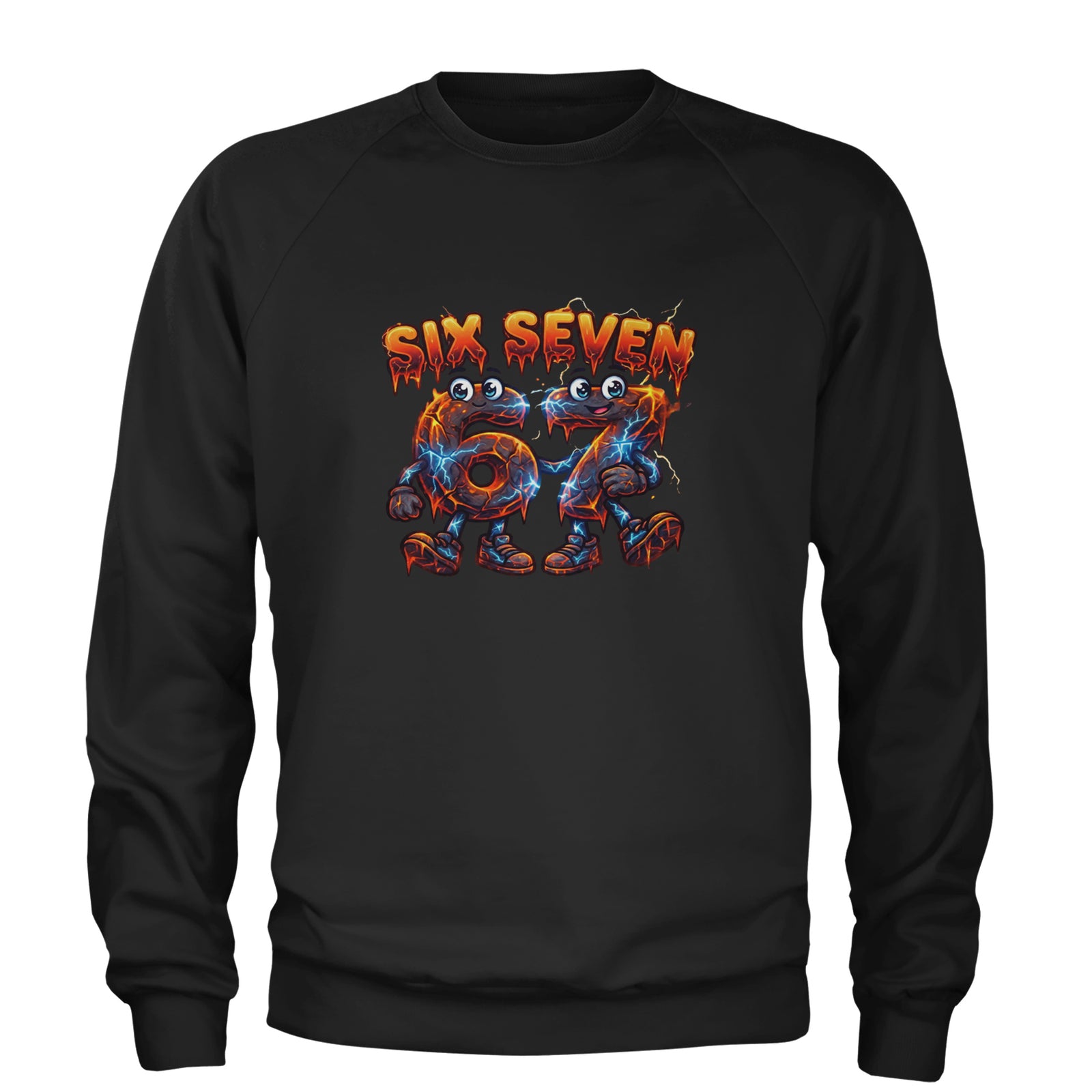 67 Lava Lightning Six Seven Meme Adult Crewneck Sweatshirt Black