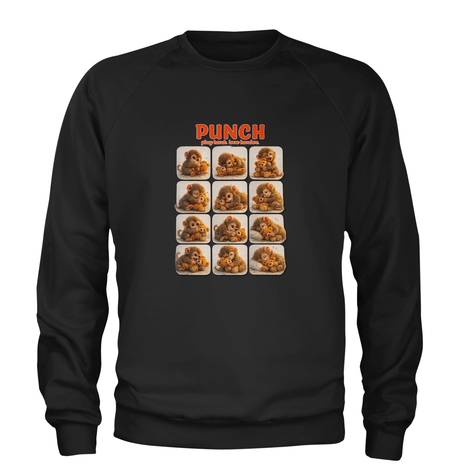 Punch Play Hard Love Harder Adult Crewneck Sweatshirt Black