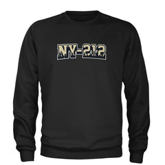 New York City 212 Area Code Skyline  Adult Crewneck Sweatshirt Black