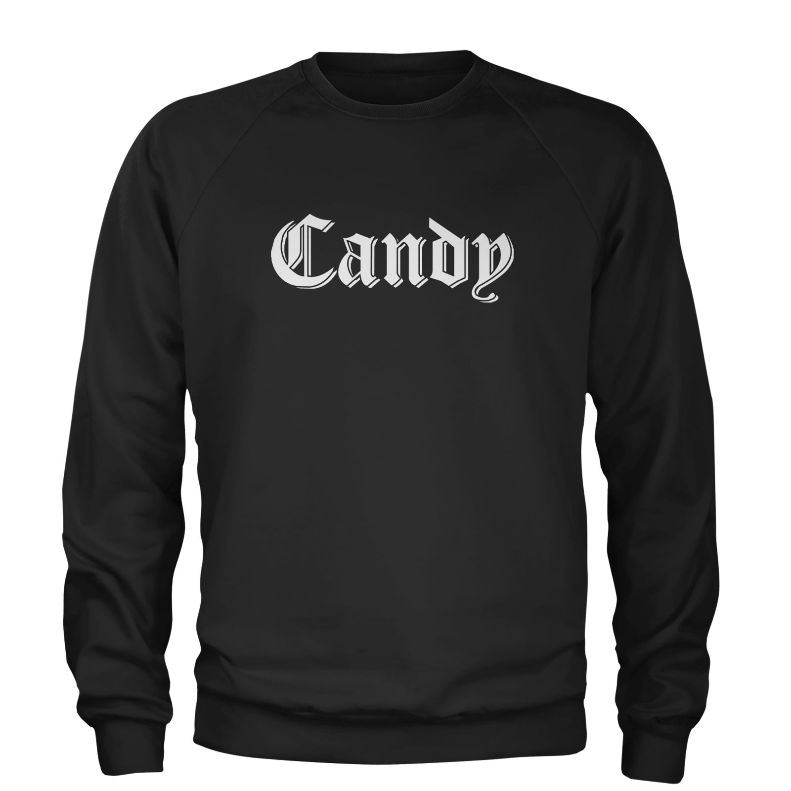 Candy Gothic Lettering Adult Crewneck Sweatshirt Black