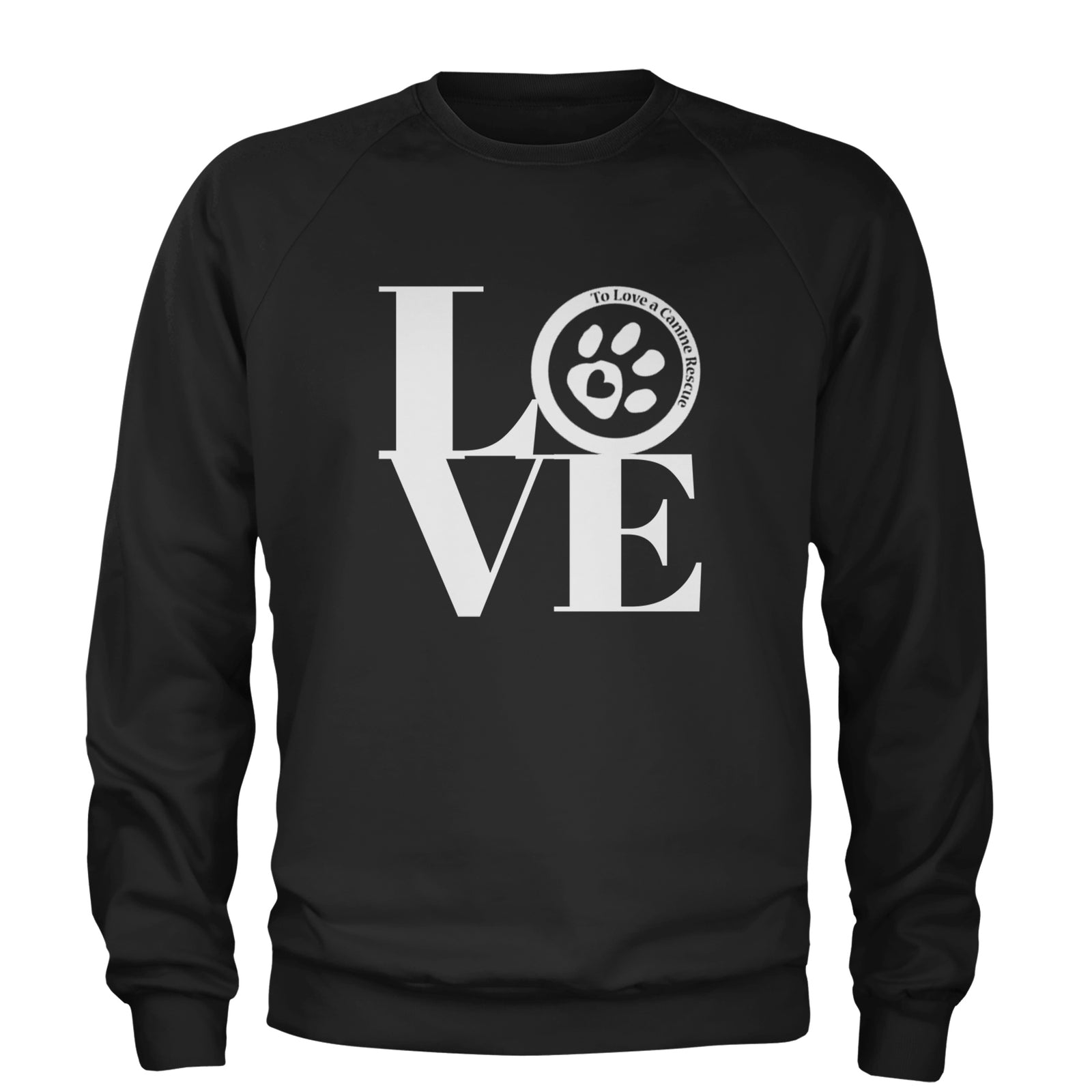 TLC LOVE Dog Rescue Adult Crewneck Sweatshirt Black