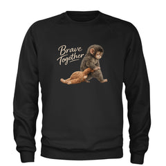 Punch Brave Together Stuffed Animal Adult Crewneck Sweatshirt Black