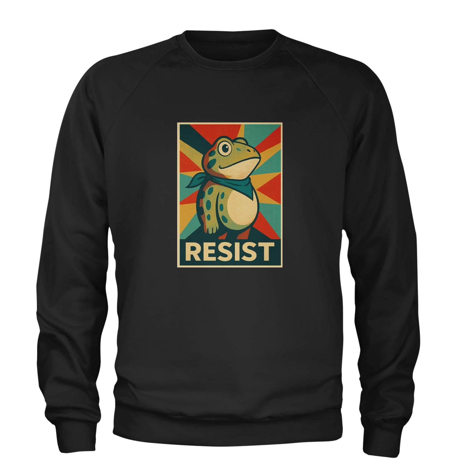 Resist Portland Protest Frog Adult Crewneck Sweatshirt Black