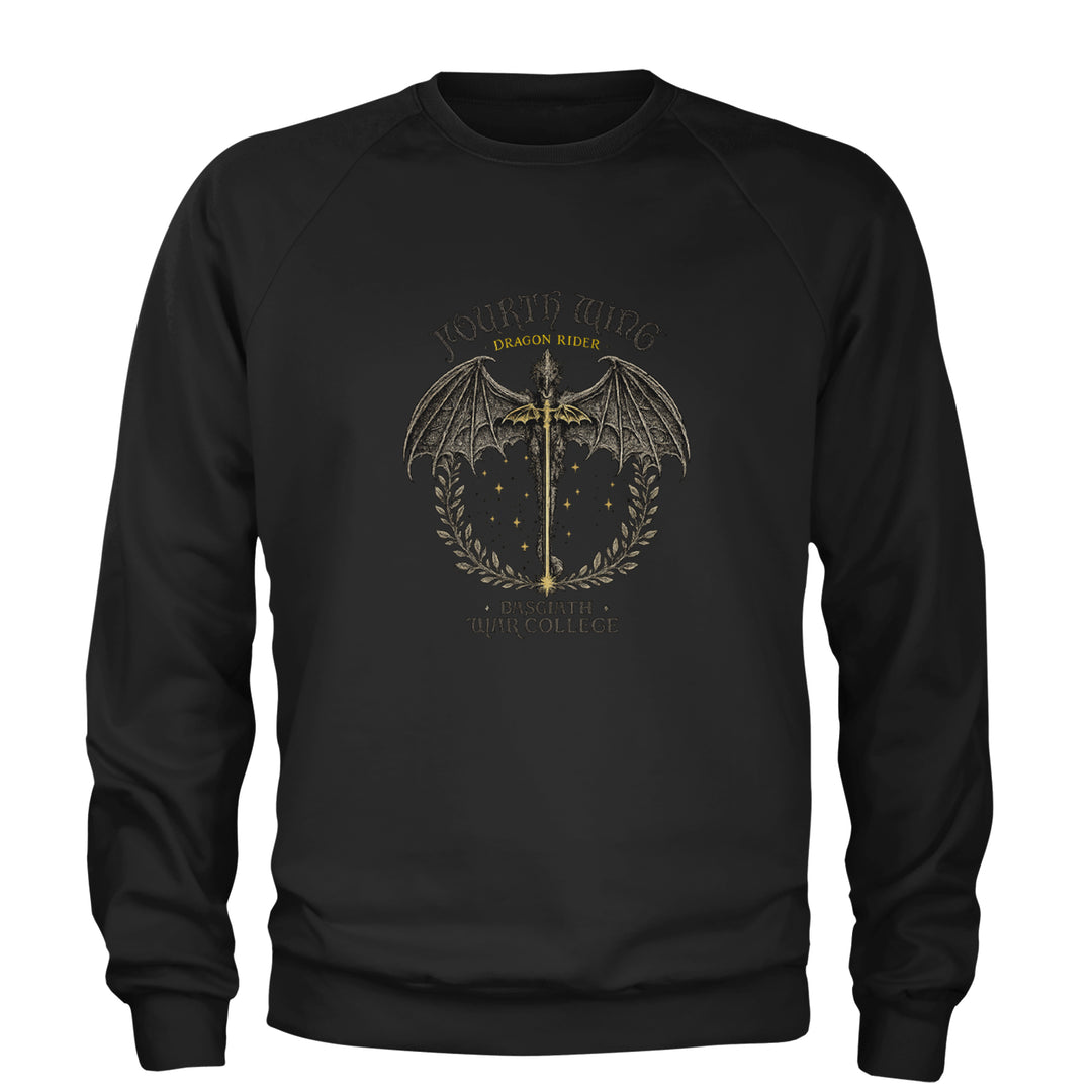 Fourth Wing Dragon Rider Vintage Basgiath War College Adult Crewneck Sweatshirt Black