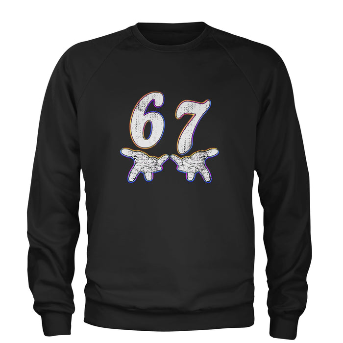 67 Hands Meme Viral Drill Adult Crewneck Sweatshirt
