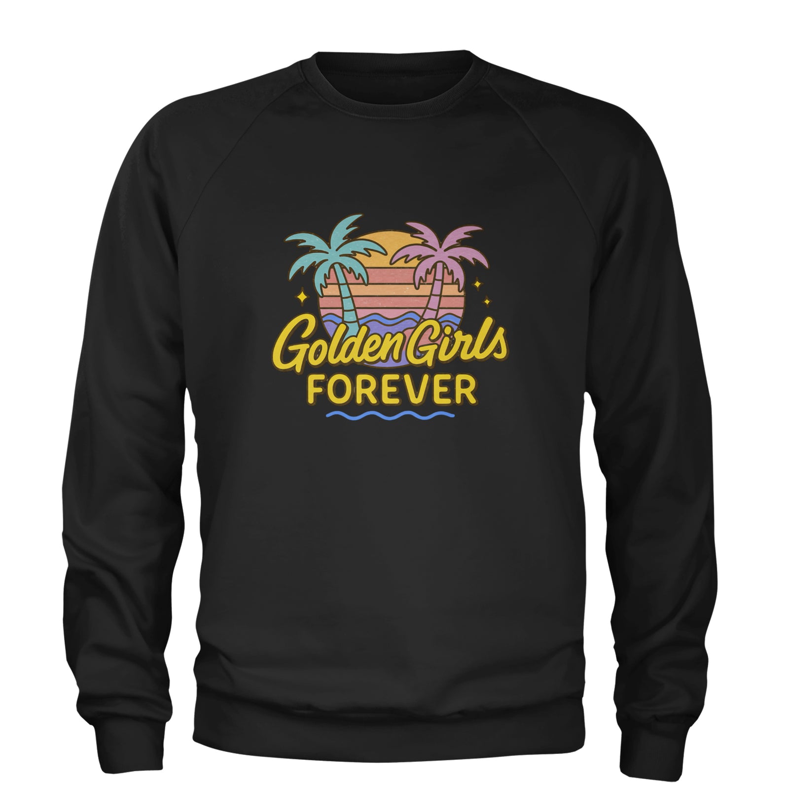Golden Girls Forever Retro Sunset Adult Crewneck Sweatshirt Black