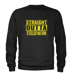 Straight Outta Steeler Nation Football graphic on Unisex Heavyweight Fleece Crewneck Sweatshirt