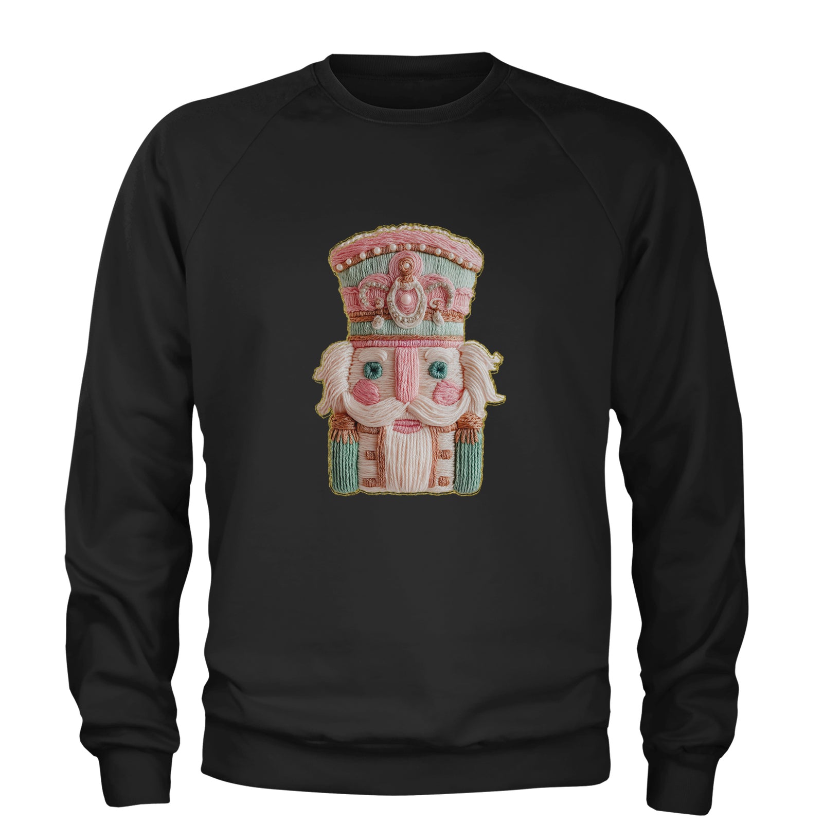 Vintage Nutcracker Embroidery Art Soft Cottagecore Adult Crewneck Sweatshirt Teal