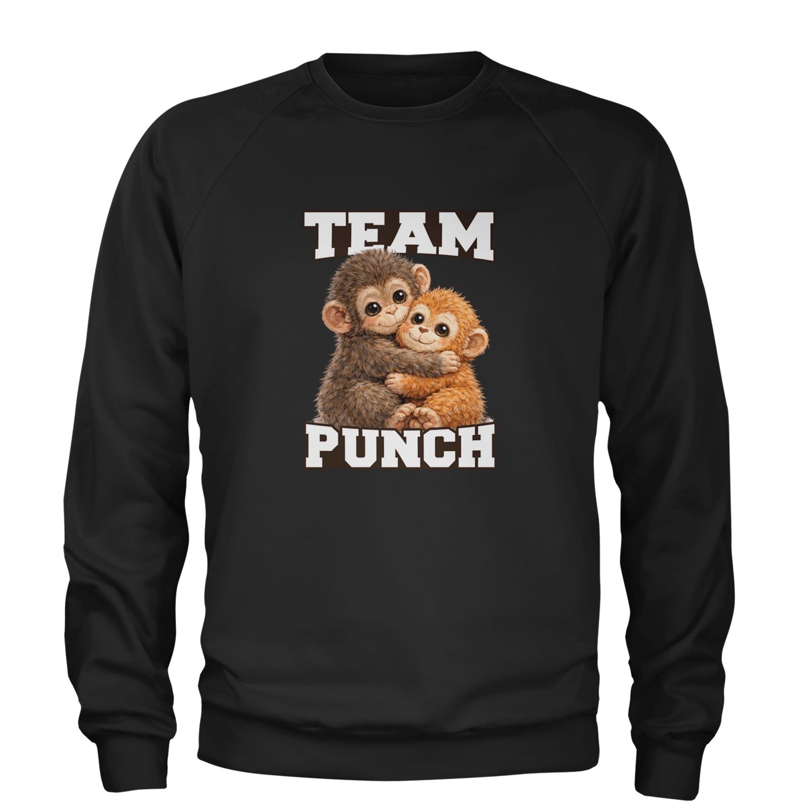 Team Punch Panchi-kun Monkey Adult Crewneck Sweatshirt Black