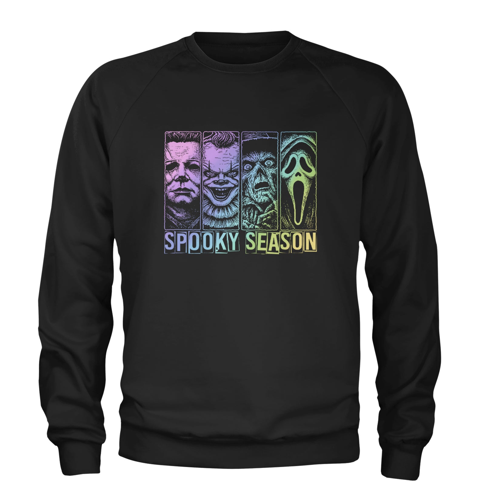 Spooky Season Horror Icons Halloween Adult Crewneck Sweatshirt Black