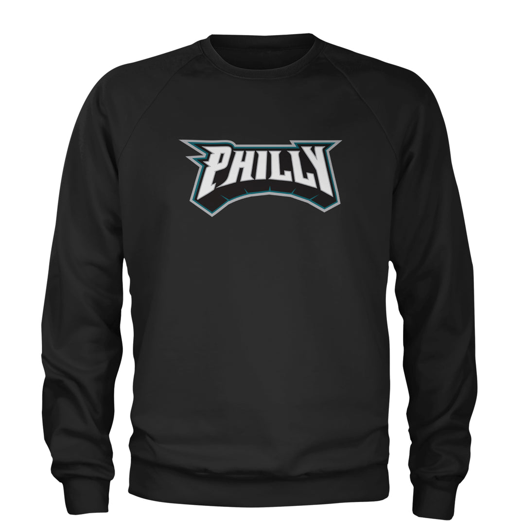 Philly Bold Block Throwback Adult Crewneck Sweatshirt Black