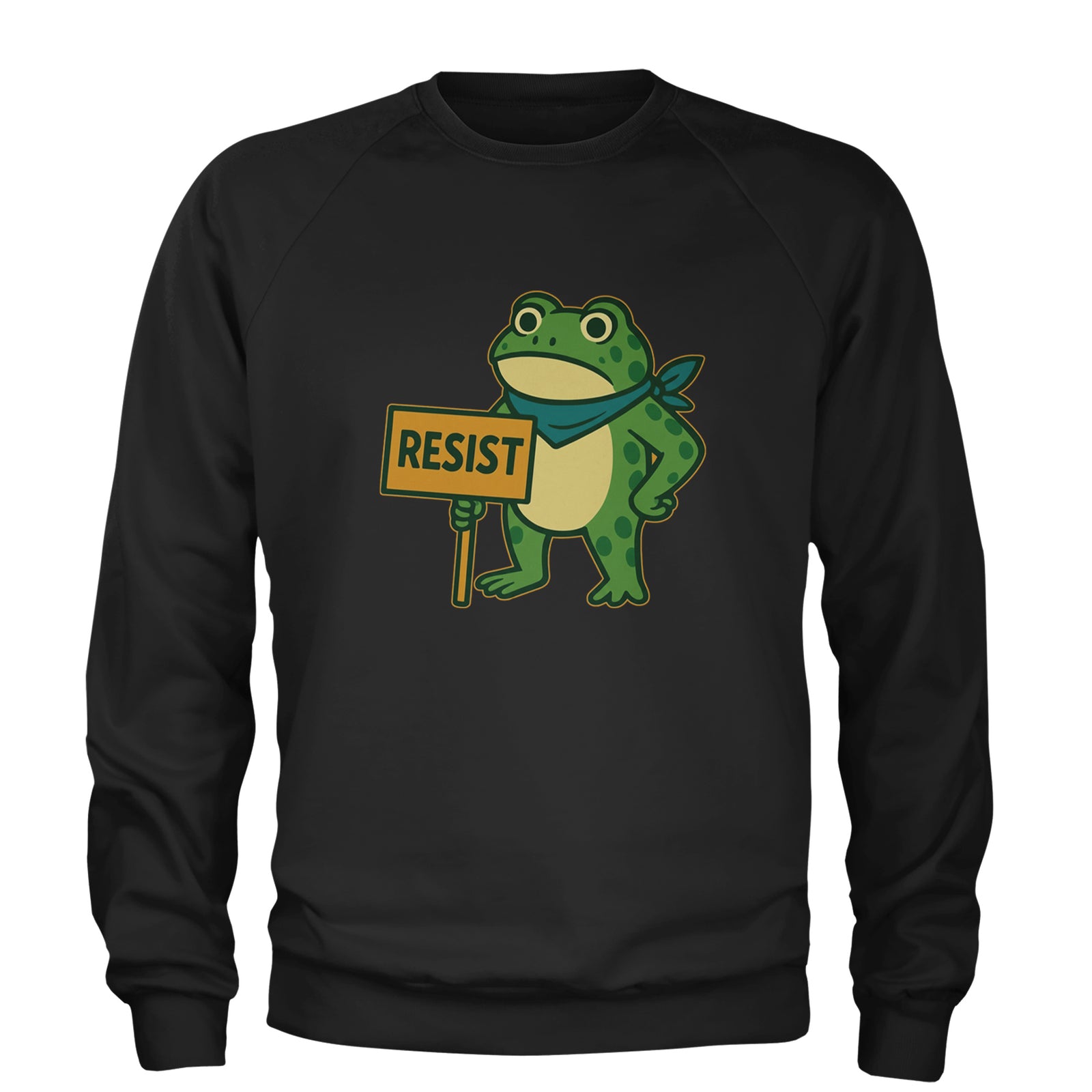 Sign Resist Meme Frog Protest Adult Crewneck Sweatshirt Black