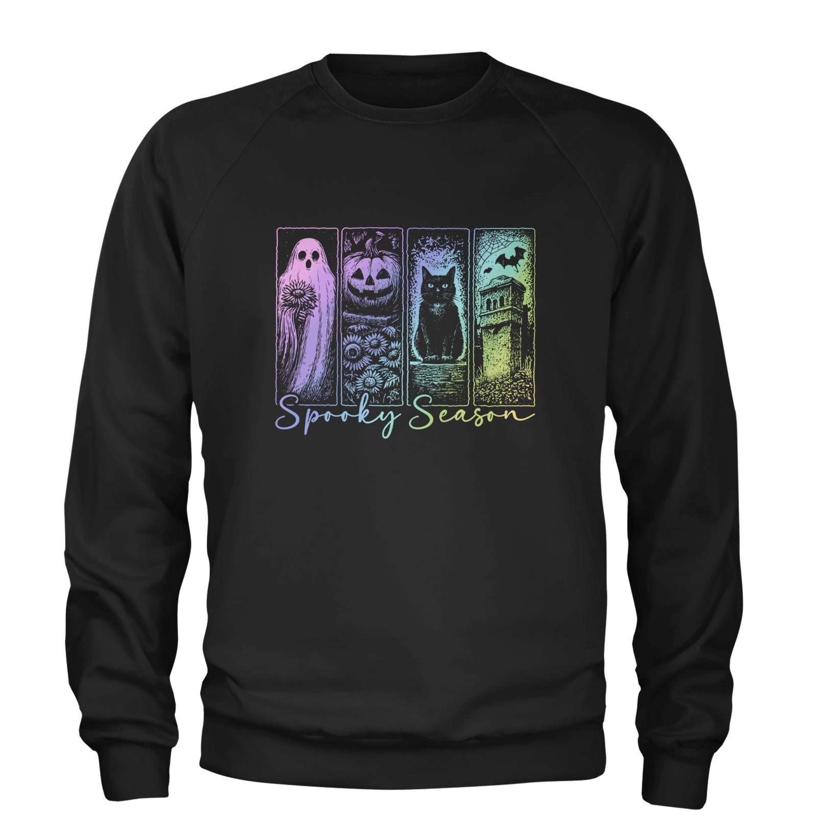 Spooky Season Cute Pastel Halloween Design Adult Crewneck Sweatshirt Black