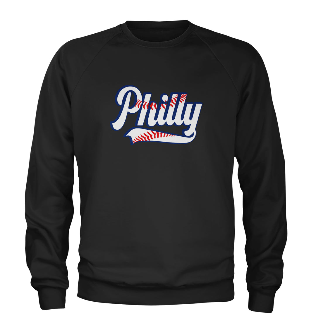 Philly Baseball Stitching Adult Crewneck Sweatshirt Black