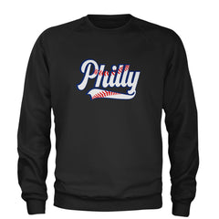 Philly Baseball Stitching Adult Crewneck Sweatshirt Black