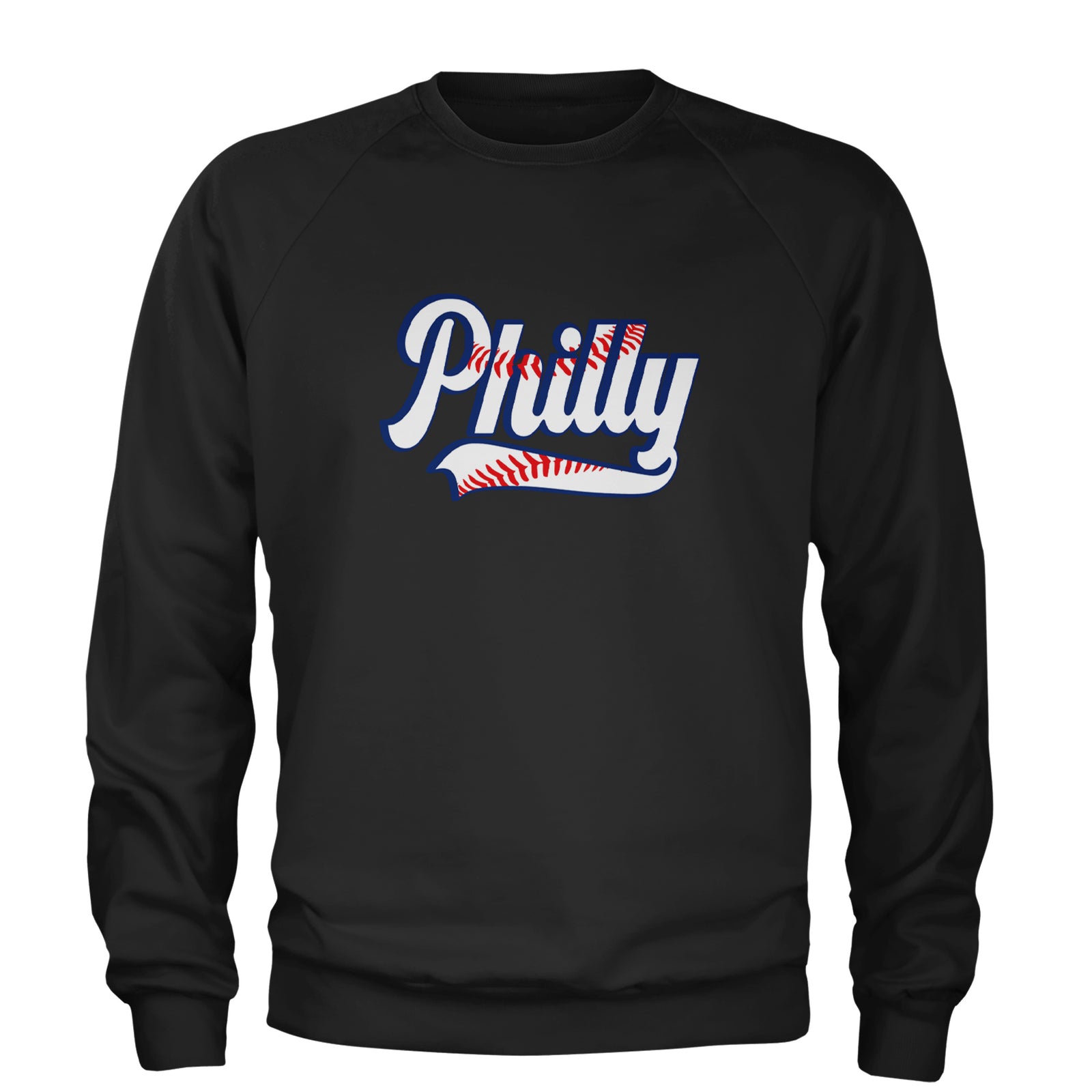 Philly Baseball Stitching Adult Crewneck Sweatshirt Maroon