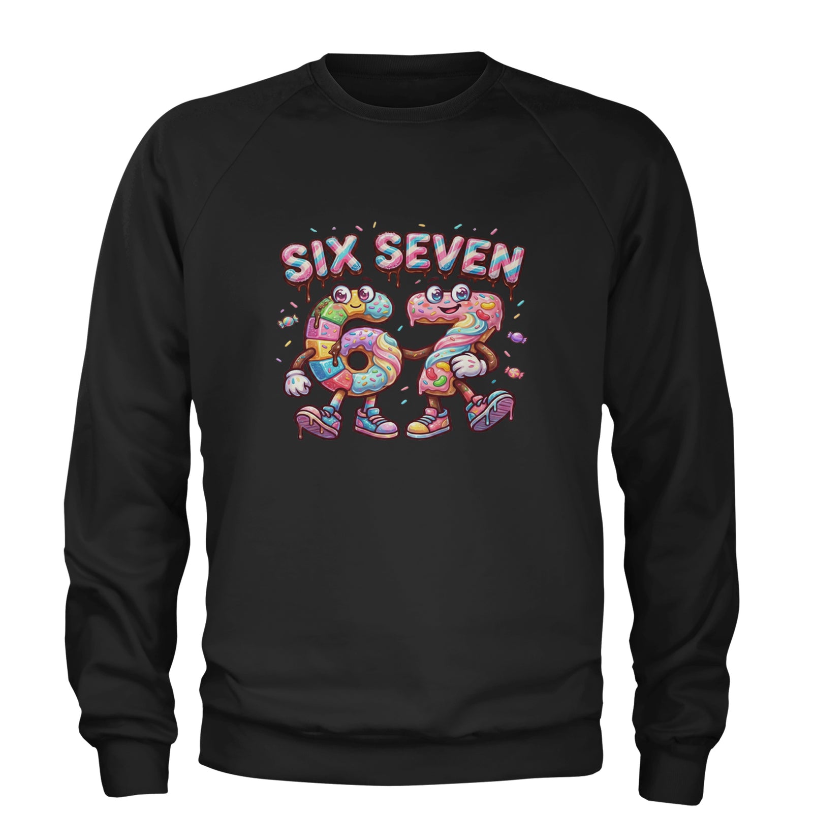 67 Candy Swirl Meme Adult Crewneck Sweatshirt Black