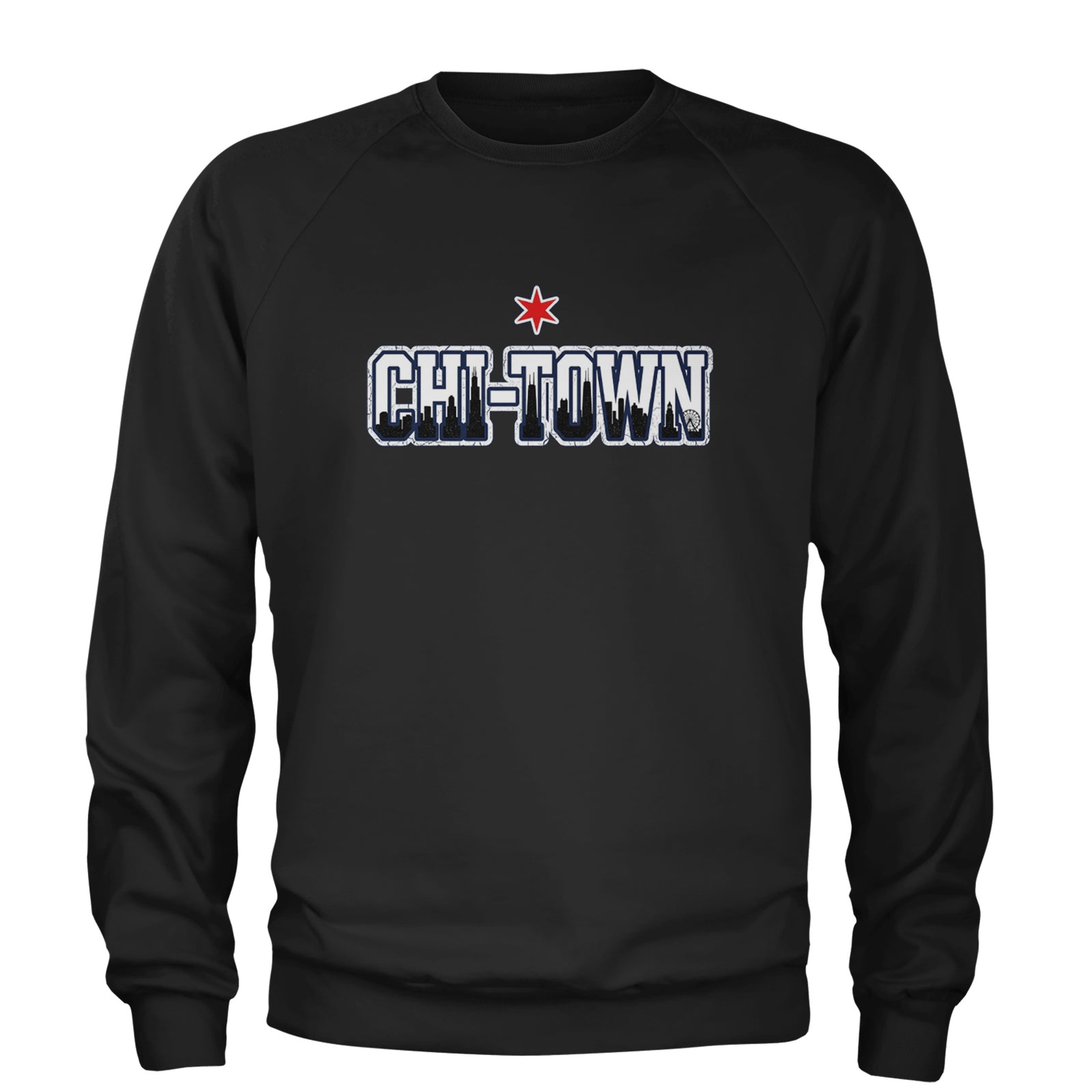 Chicago Chi-Town City Pride Adult Crewneck Sweatshirt Black
