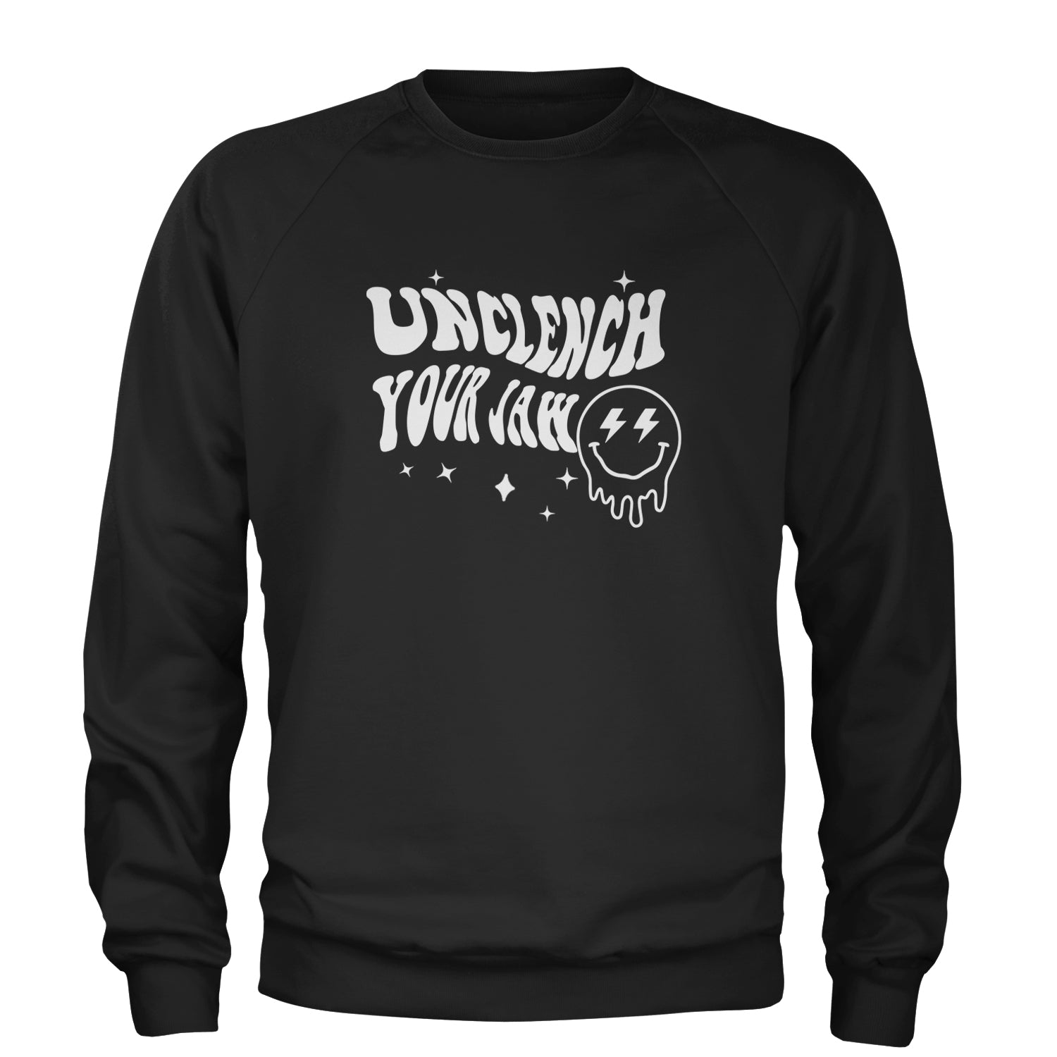 Unclench Your Jaw Festival Rave EDM Adult Crewneck Sweatshirt Black