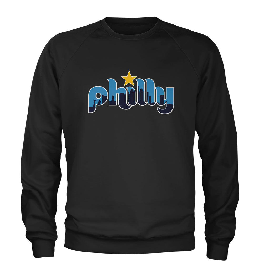 Skyline Philly Philadelphia graphic on Unisex Heavyweight Fleece Crewneck Sweatshirt in Black