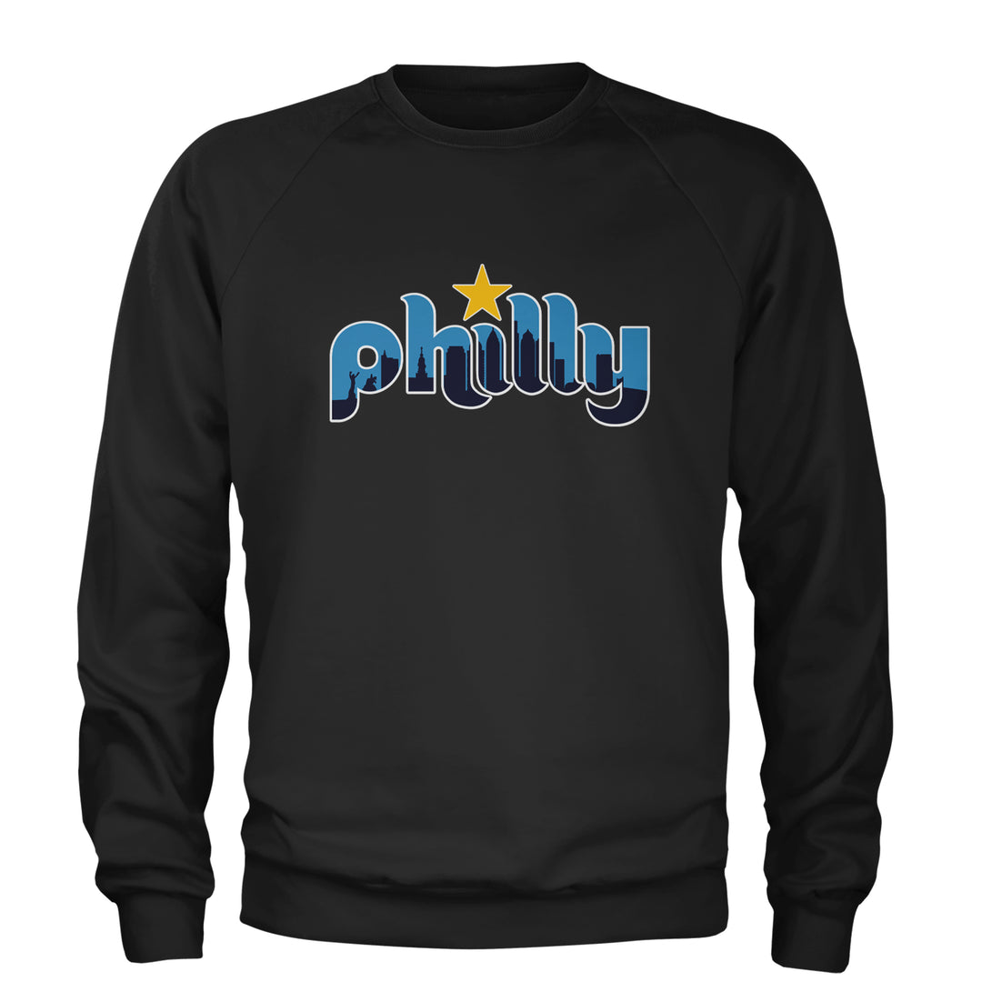 Skyline Philly Philadelphia Adult Crewneck Sweatshirt Black