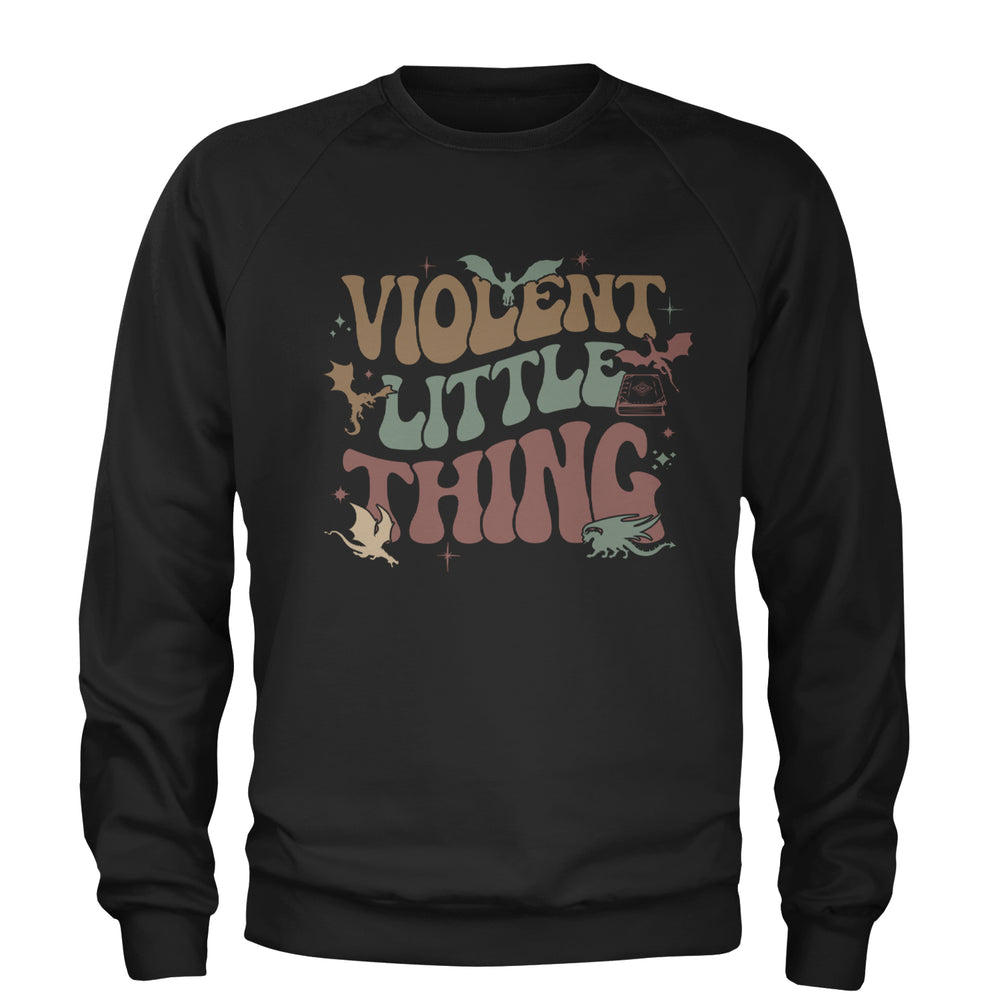 Violent Little Thing Dragon graphic on Unisex Heavyweight Fleece Crewneck Sweatshirt in Black