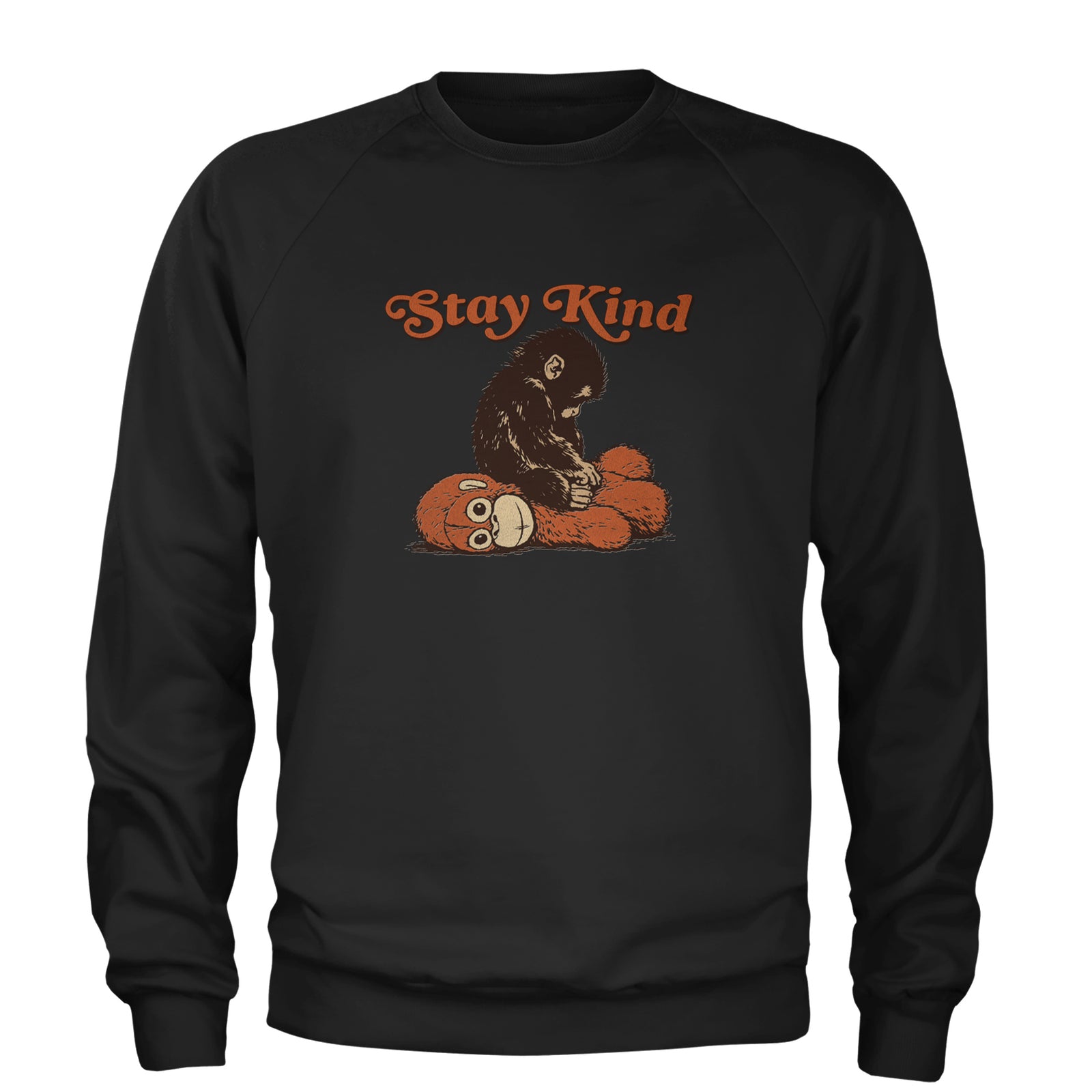Punch Stay Kind Macaque Adult Crewneck Sweatshirt Black