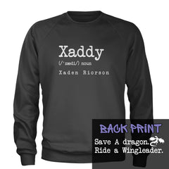 Xaddy Save A Dragon Ride A Wingleader Adult Crewneck Sweatshirt Charcoal Grey