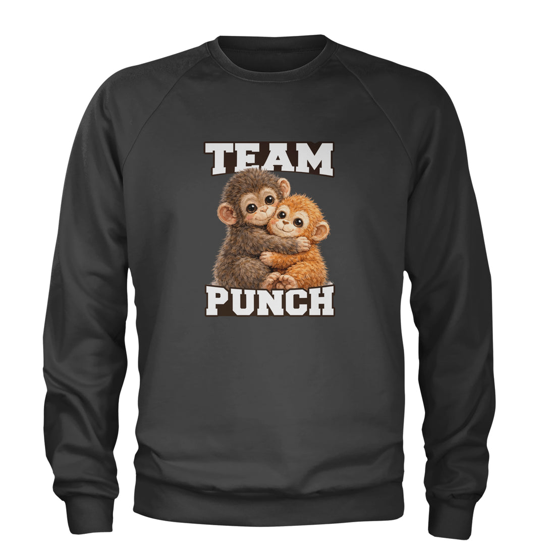 Team Punch Panchi-kun Monkey Adult Crewneck Sweatshirt Charcoal Grey