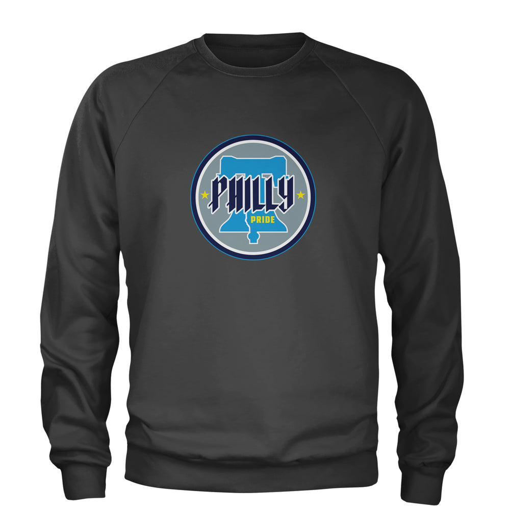 Philly Pride Liberty Bell Adult Crewneck Sweatshirt Charcoal Grey