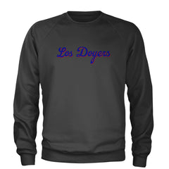 Los Doyers LA Baseball Adult Crewneck Sweatshirt Charcoal Grey