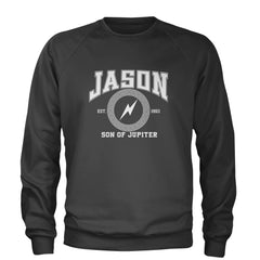 Jason Son of Jupiter Storm Bringer Adult Crewneck Sweatshirt Charcoal Grey
