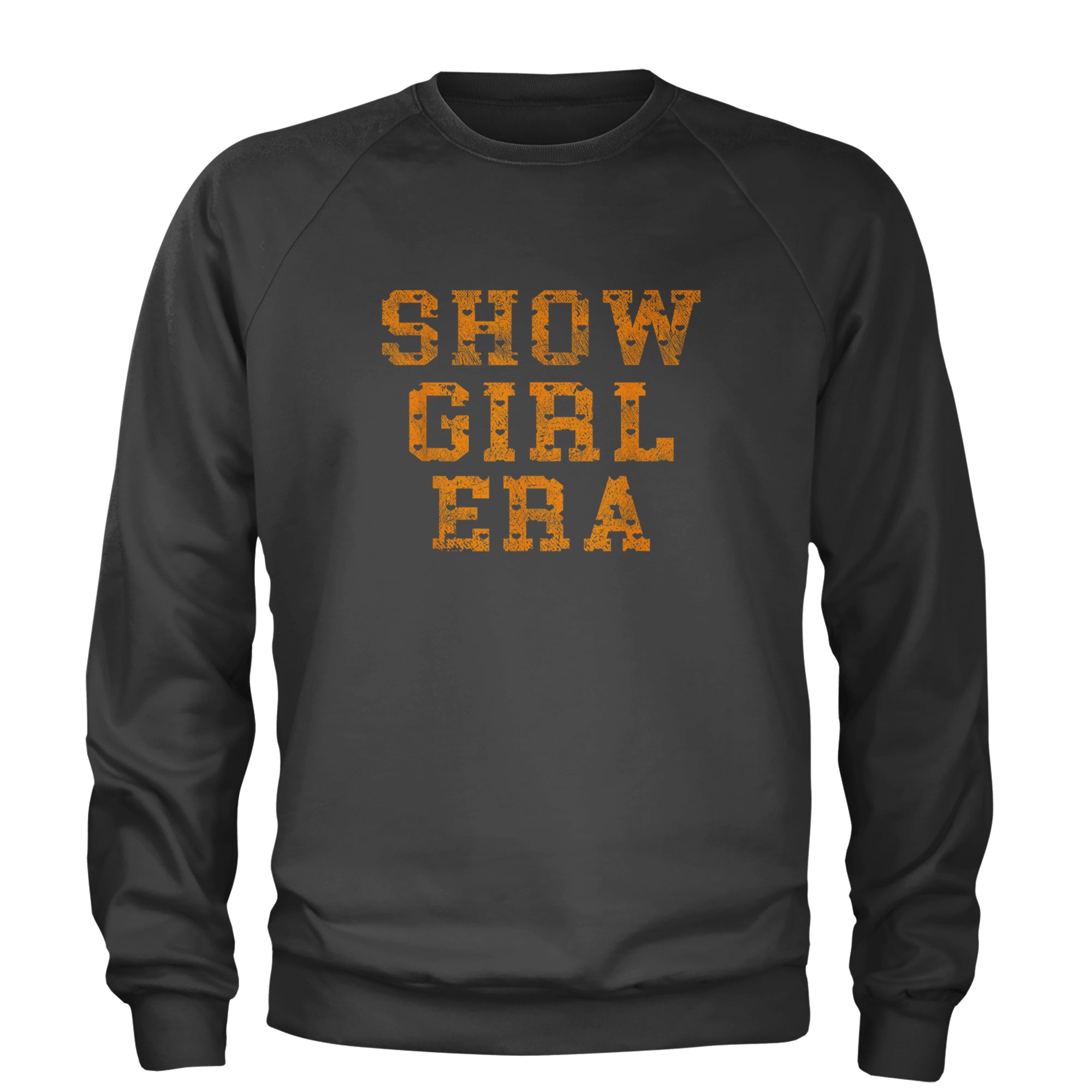 Vintage Showgirl Era Heart Adult Crewneck Sweatshirt Charcoal Grey