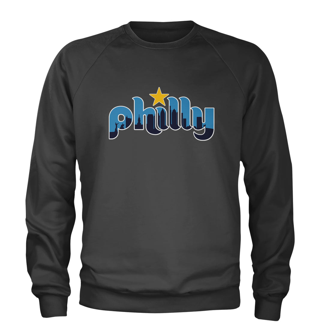 Skyline Philly Philadelphia Adult Crewneck Sweatshirt Charcoal Grey