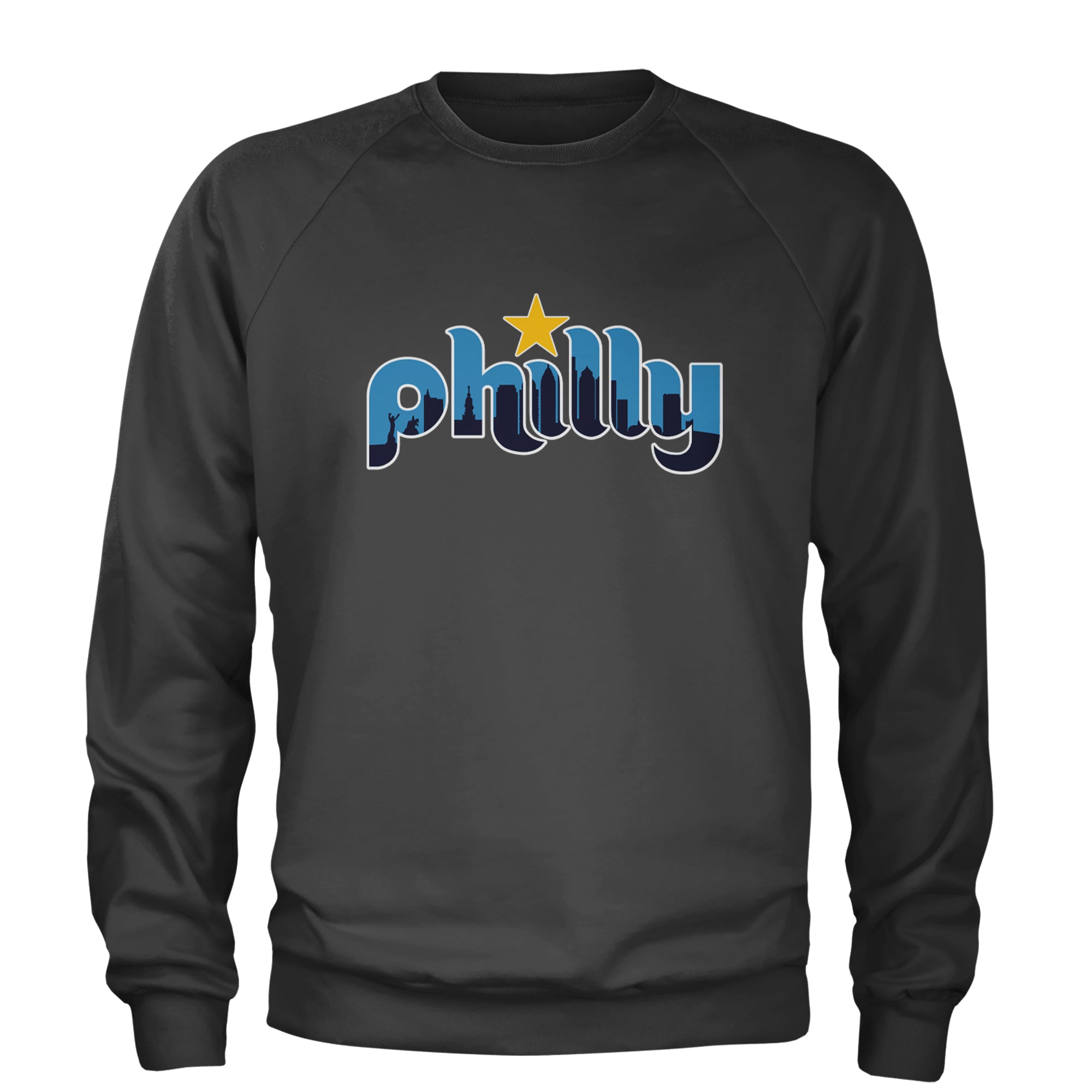 Skyline Philly Philadelphia Adult Crewneck Sweatshirt Charcoal Grey
