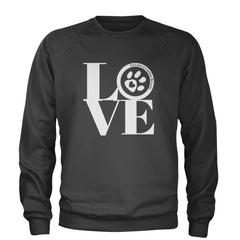 TLC LOVE Dog Rescue Adult Crewneck Sweatshirt Charcoal Grey