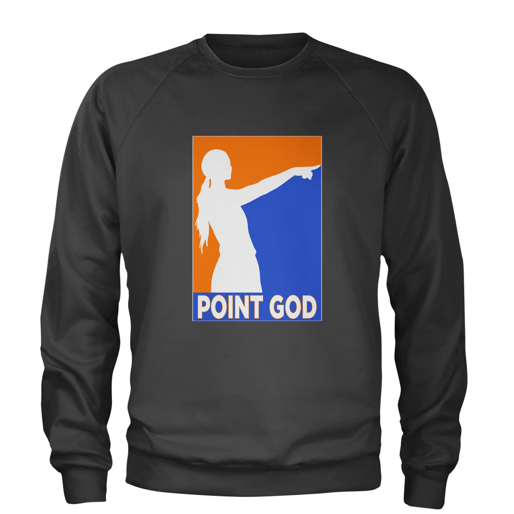 Point God Cunningham Basketball Pointing Meme  Adult Crewneck Sweatshirt Charcoal Grey
