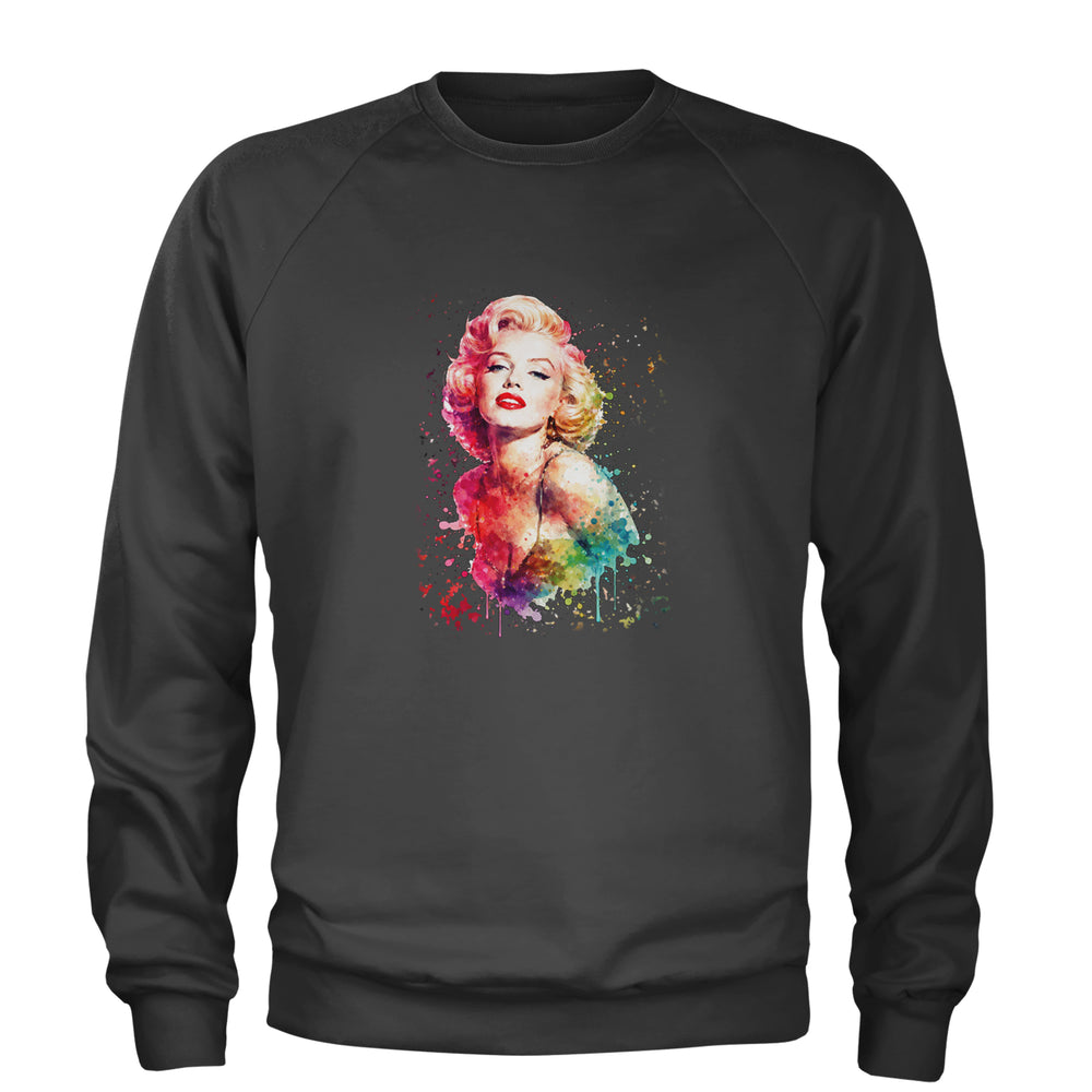 Mrs. Monroe Watercolors Bombshell Adult Crewneck Sweatshirt Charcoal Grey