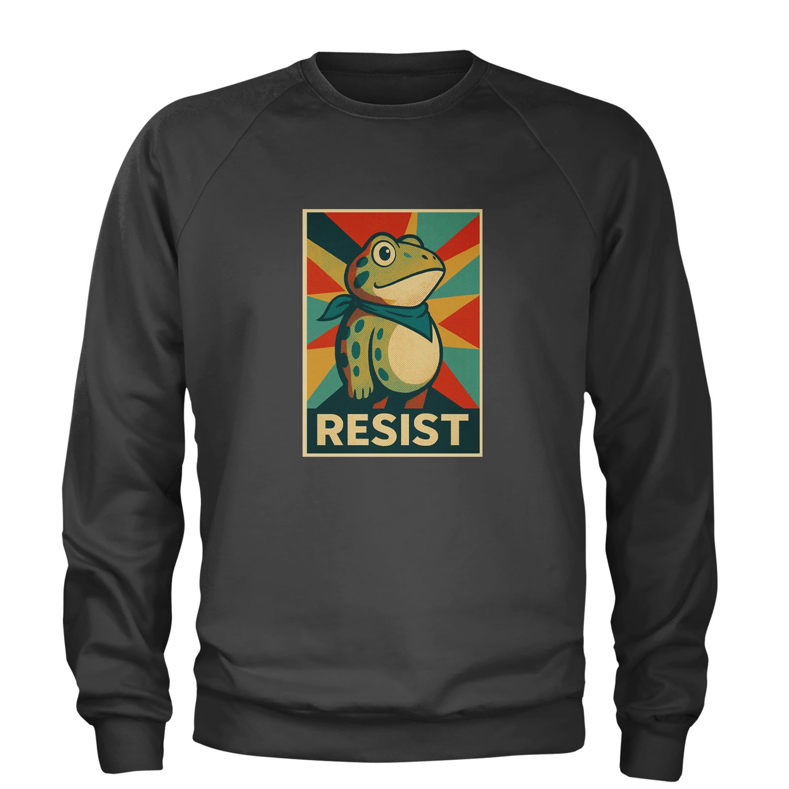 Resist Portland Protest Frog Adult Crewneck Sweatshirt Black