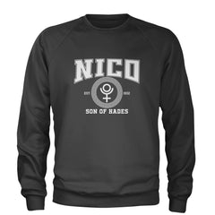 Nico Son of Hades Underworld Crest Adult Crewneck Sweatshirt Charcoal Grey